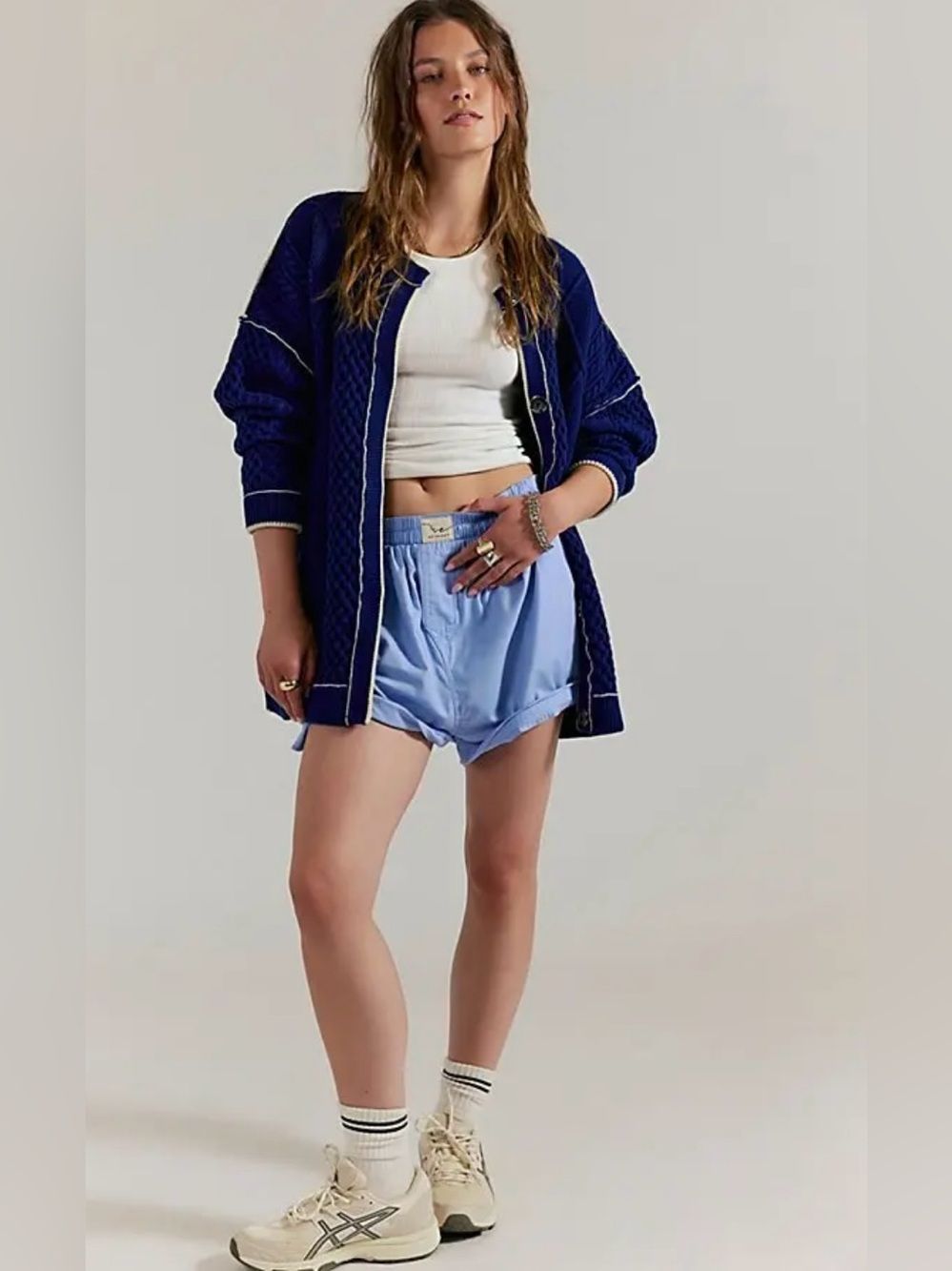 We The Free Tennessee Cable Knit Cardigan Women's Midnight Blue Sz Large